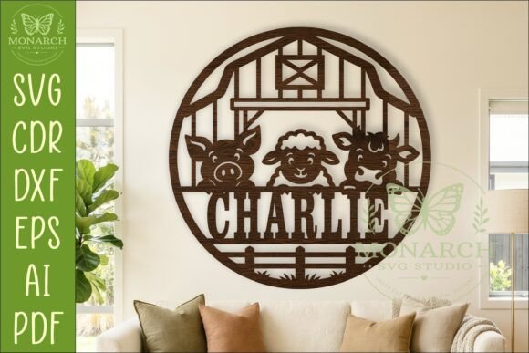 Download Cute Farm Animals Name Sign SVG Wall Art - Premium Resources