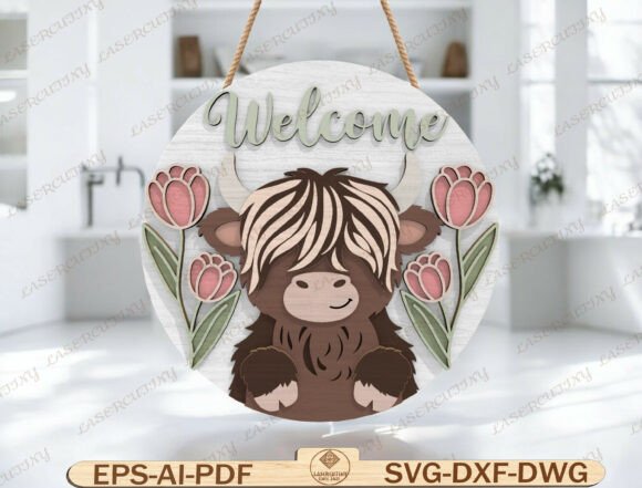 Download Cow Door Hanger Laser Cut File - Premium Resources